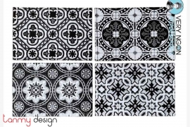 Set of 4 placemats printed with Anciennes-Sol pattern